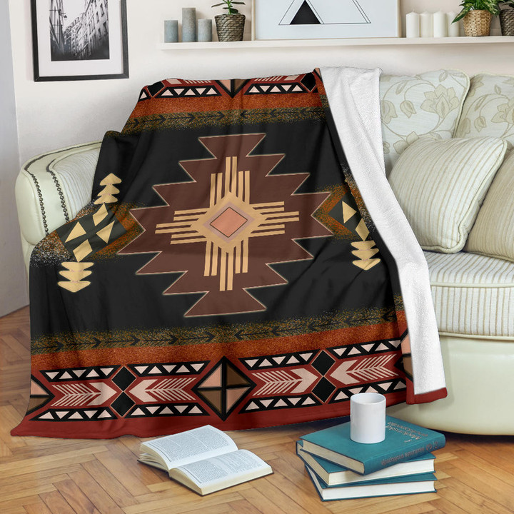 Brown Geometric Native American Blanket
