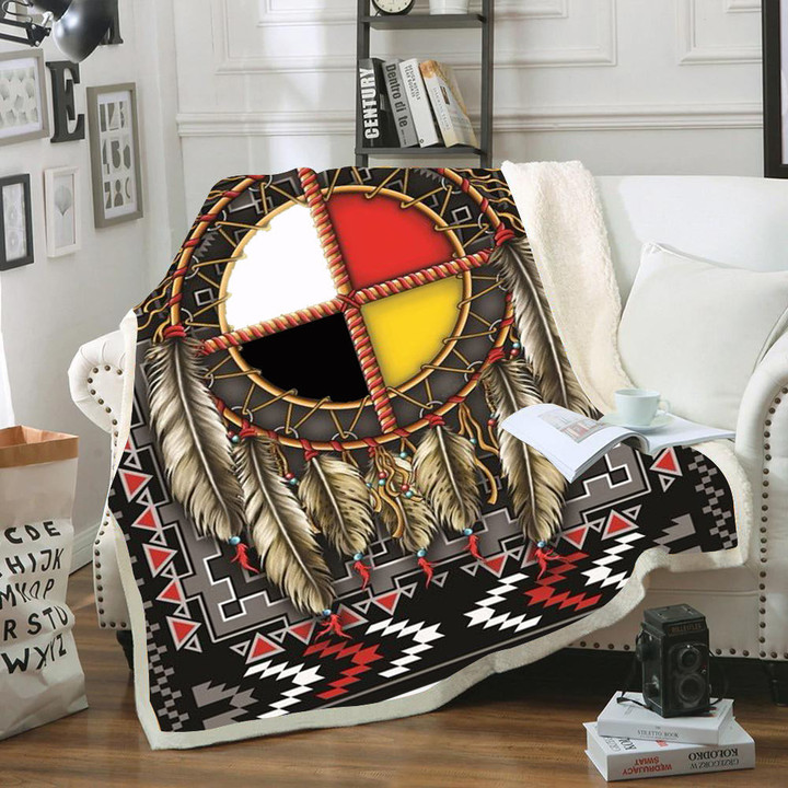 Pattern Gray Tribal Native Blanket 03