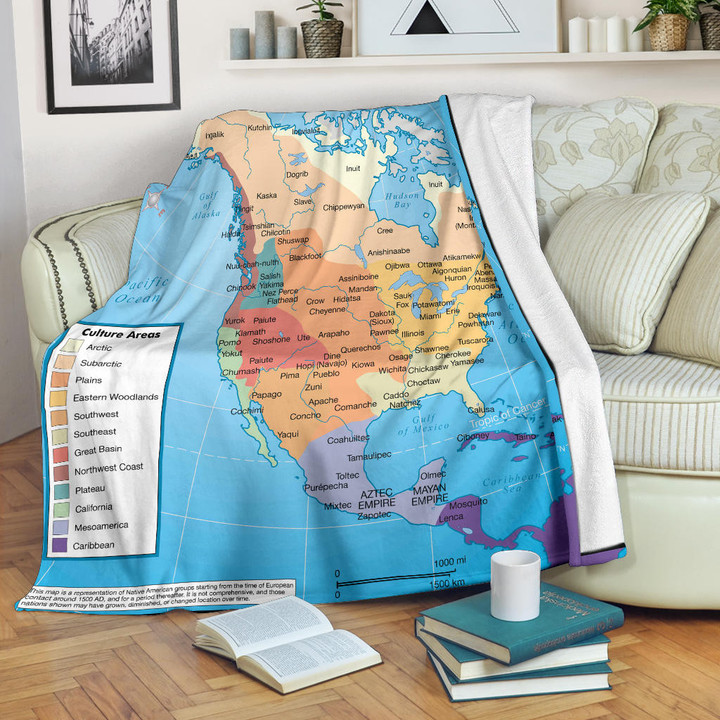 Native American Cultures Map Blanket