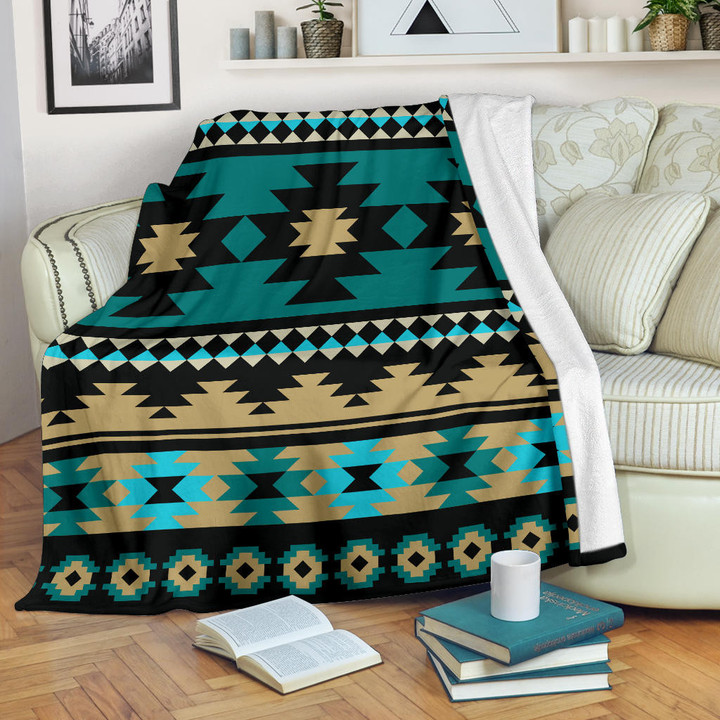 Green Ethnic Aztec Pattern Blanket