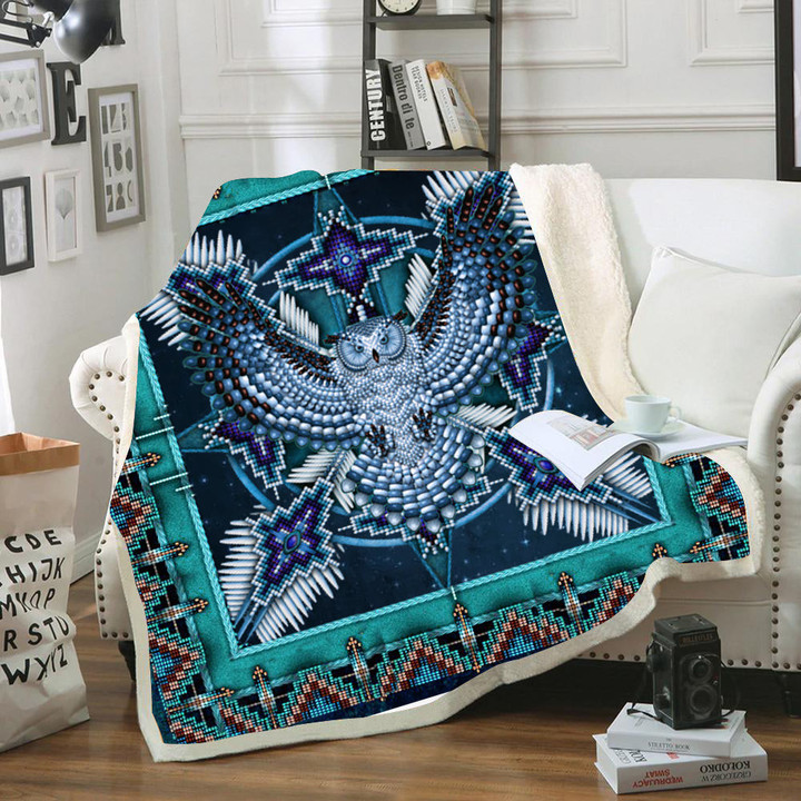 Pattern Blue Thunderbird Mandala Blanket 01