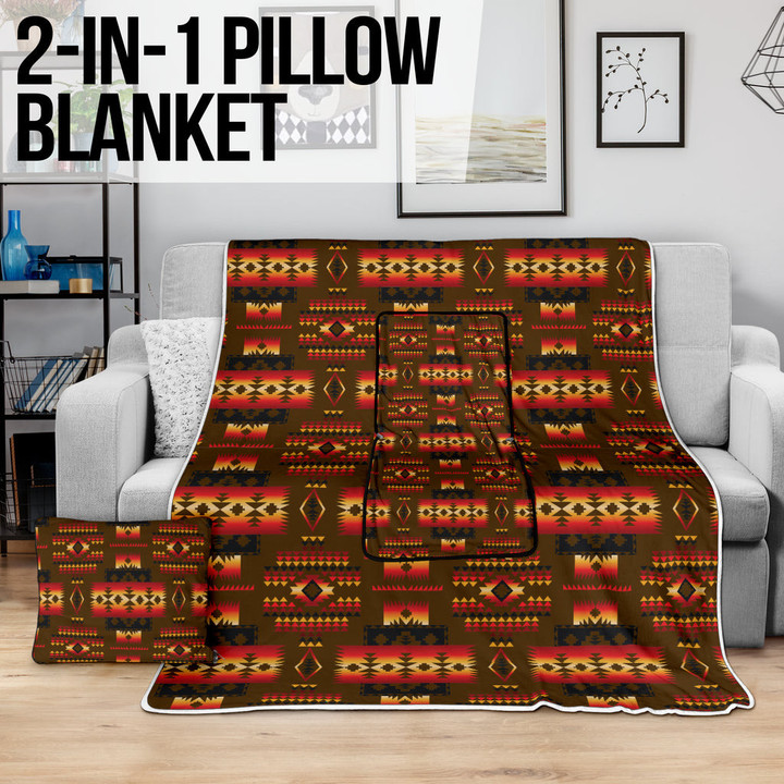 Brown Pattern Pillow Blanket