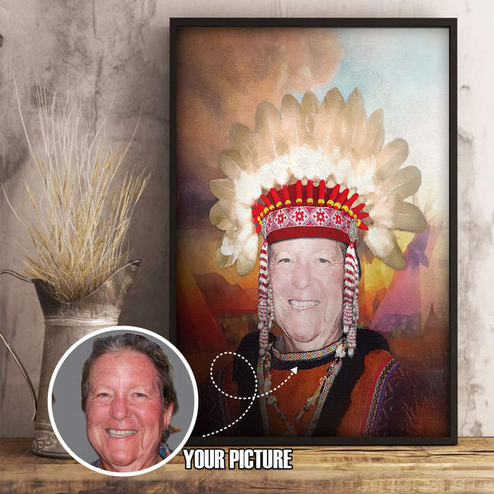 Customized Native American Costume Portrait Framed Canvas