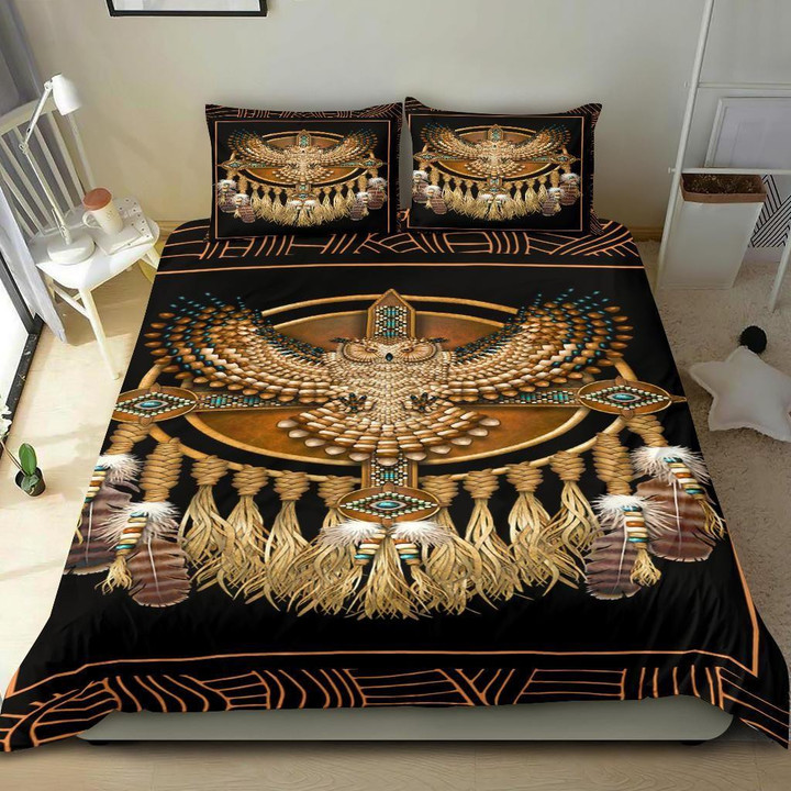 Golden Owl Dreamcatcher Native American Bedding Set 02