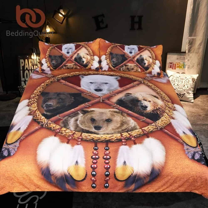 Native American Indian Bears Dreamcatcher Bedding Set