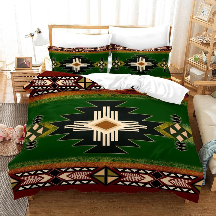Indigenous Design Green Native American Bedding Sets 02