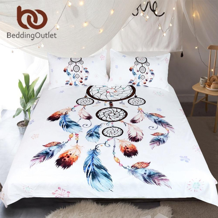 Feathers Dreamcatcher Native American Bedding Set