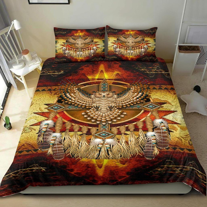 Golden Owl Dreamcatcher Native American Bedding Set 03