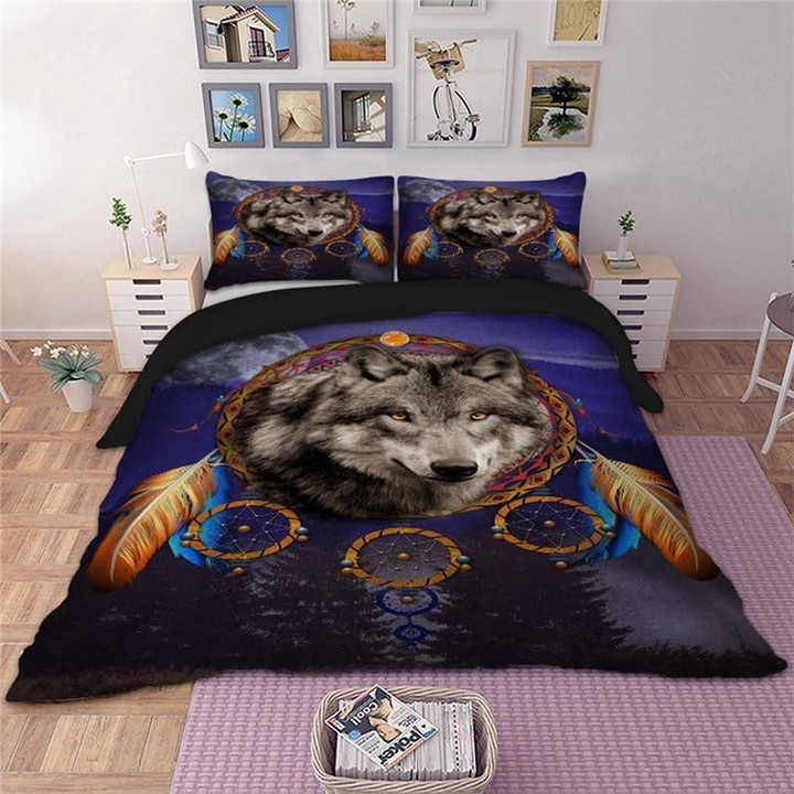 3D Wolf Dreamcatchers Native American Bedding Set