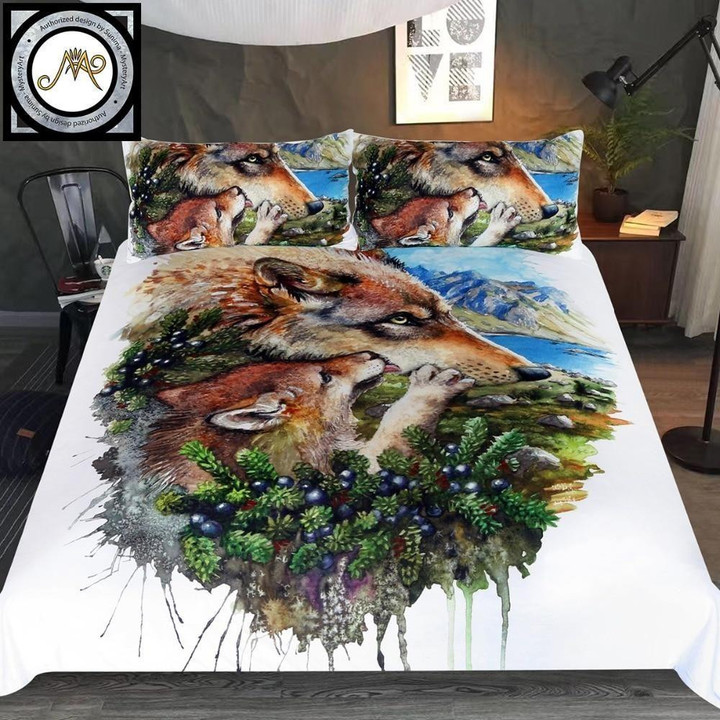 Wolves Family Native American Bedding Set
