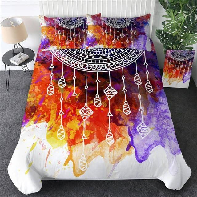 Colorful Abstract Watercolor Dreamcatcher Native American Bedding Set