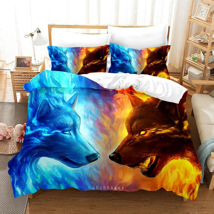 Ice & Fire Wolf Native American Bedding Sets