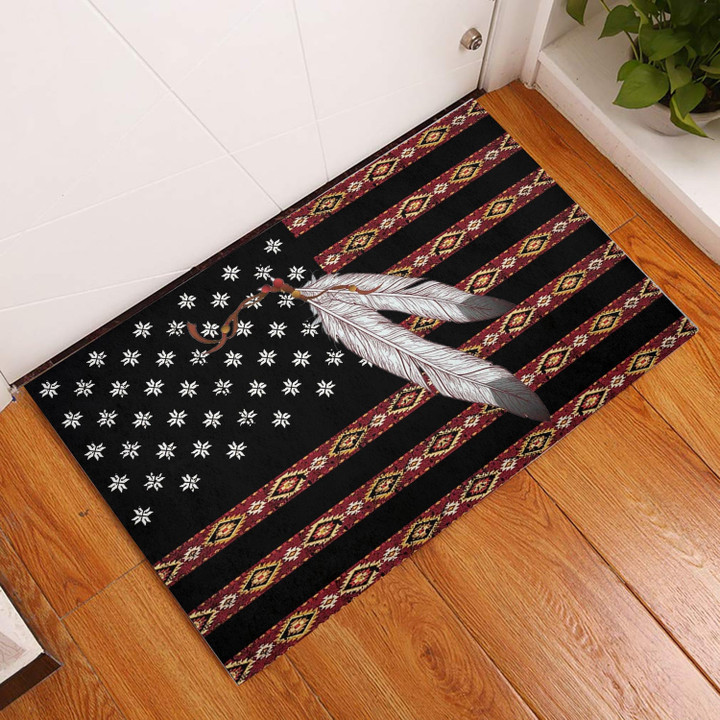 Native American Flag Feather Doormat