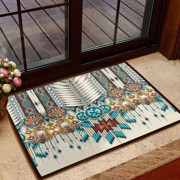 Native American Hamper Indian Tribe Storage Bin Houseware Doormat, Native American Home Decorative Welcome Doormat