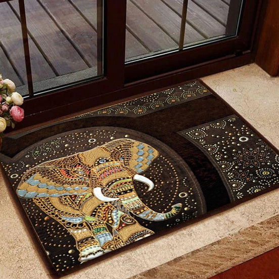 Native American Elephant Beautiful Natural Creature Amazing Animal Life Doormat, Native American Home Decorative Welcome Doormat
