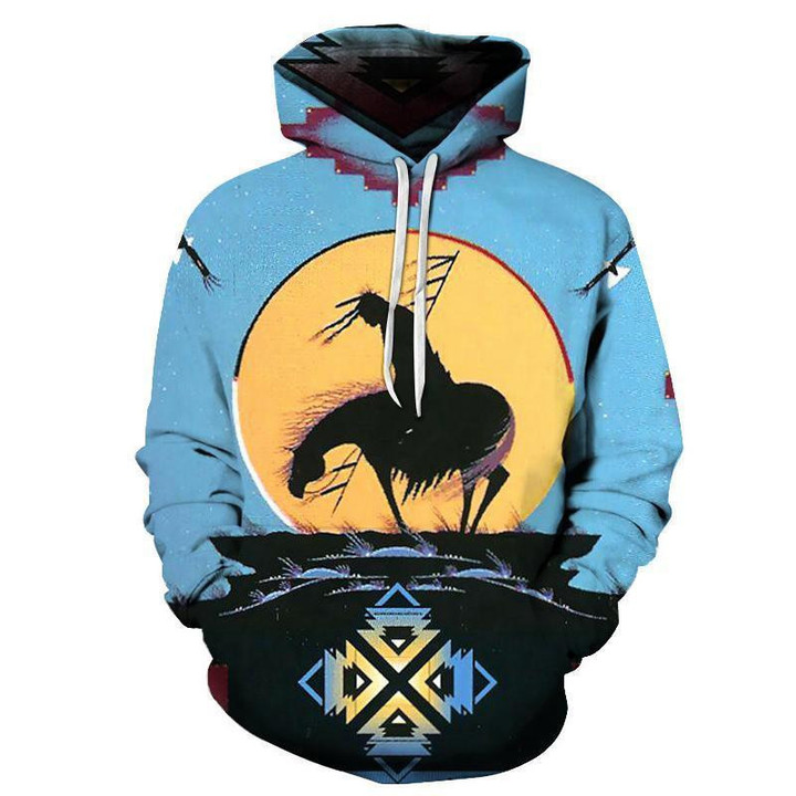 Trail Of Tear Native American Design 3D Blue Pullover Hoodie