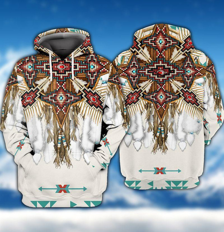 Native American Pattern White 3D Hoodie