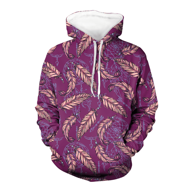 HD00077 Native American Feather Pattern Hoodie