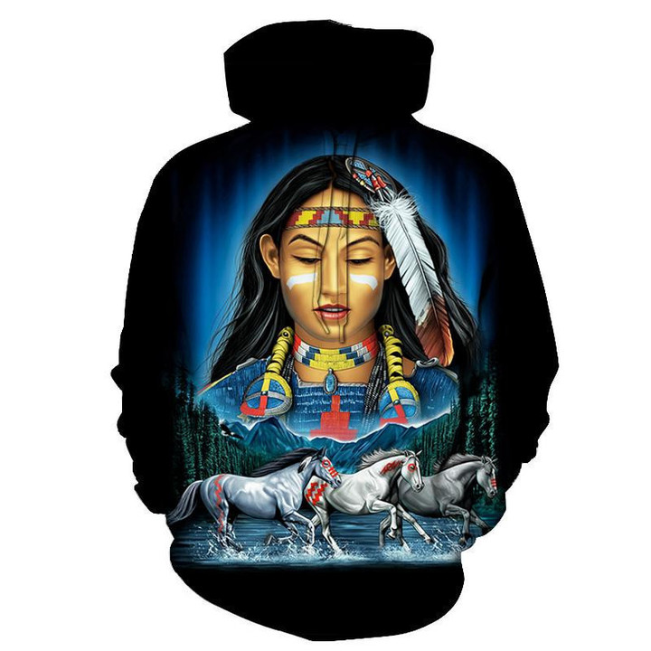 Women & Spirit Horse Native American Hoodie