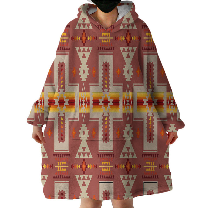 Tan Tribe Design Sherpa Hoodie Blankets