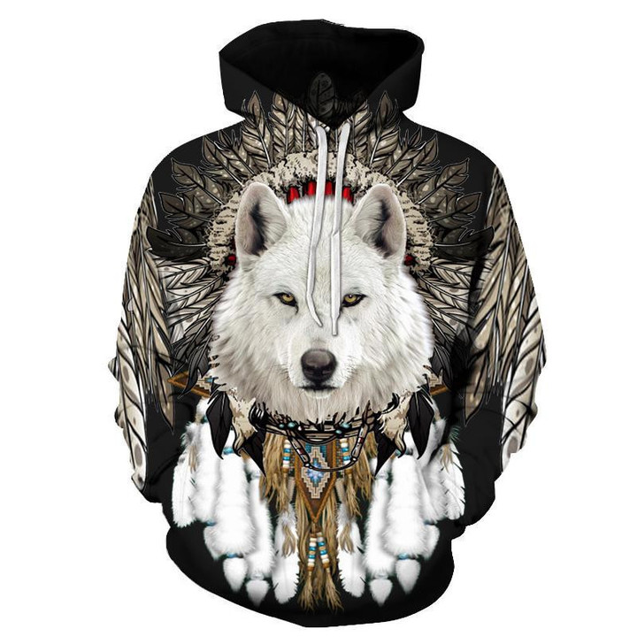 White Wolf Chief Native American Hoodie
