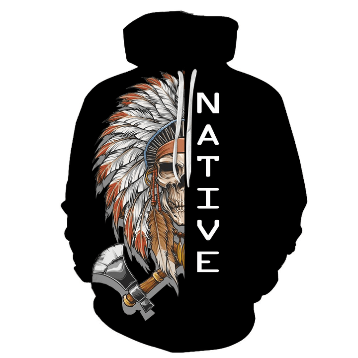 Chief Skull Feather Native American Hoodie