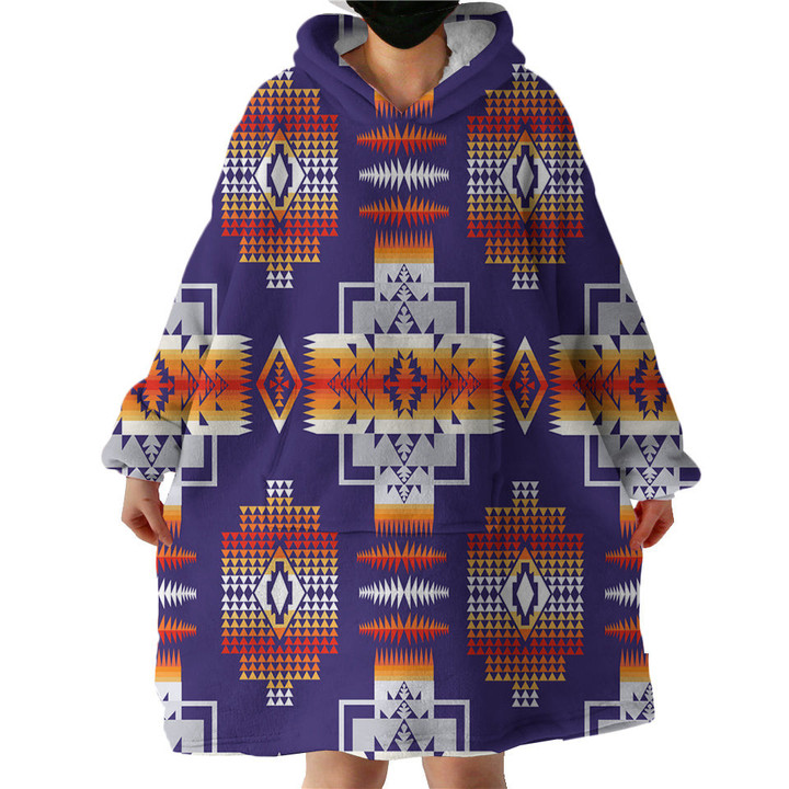 Purple Pattern Sherpa Hoodie Blankets
