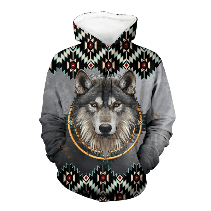 GB-NAT00568 Gray Wolf 3D Hoodie