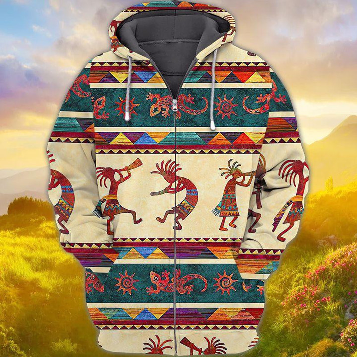 Premium Native Indian American Culture 3D Zipper Hoodie