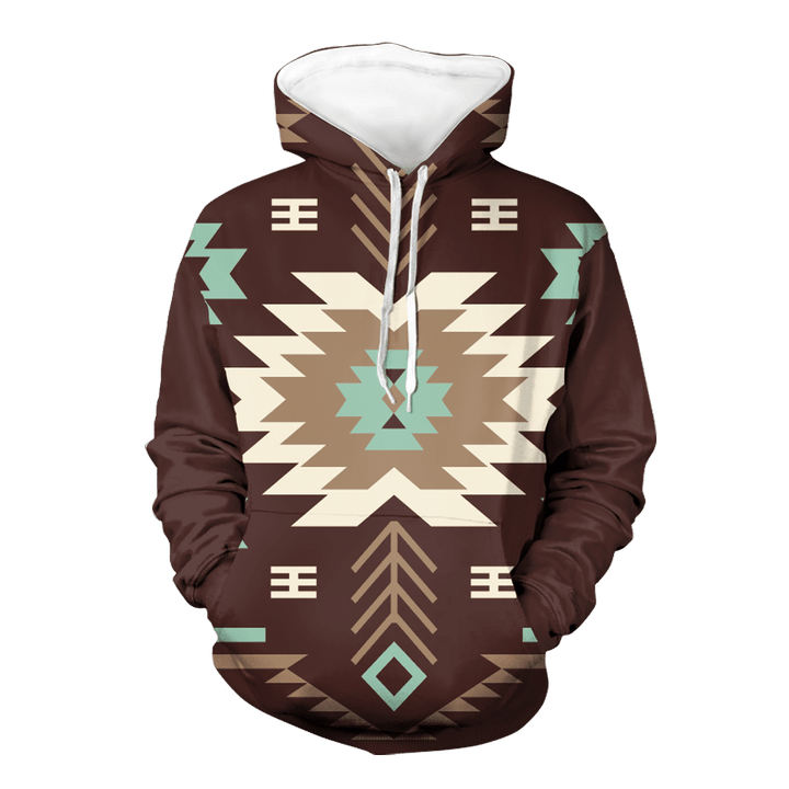 GB-NAT00737 Native American Brown Pattern Hoodie