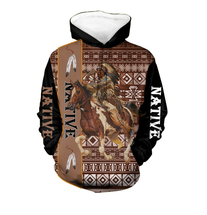 GB-NAT00434 Warrior Chief and Horse Hoodie