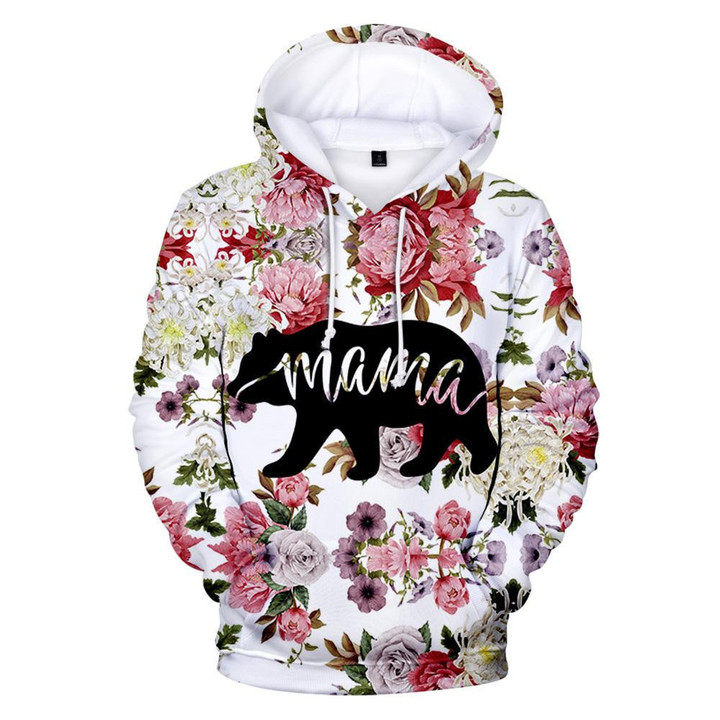 Mama Bear Flower Rose Mothers Day Gift Hoodie