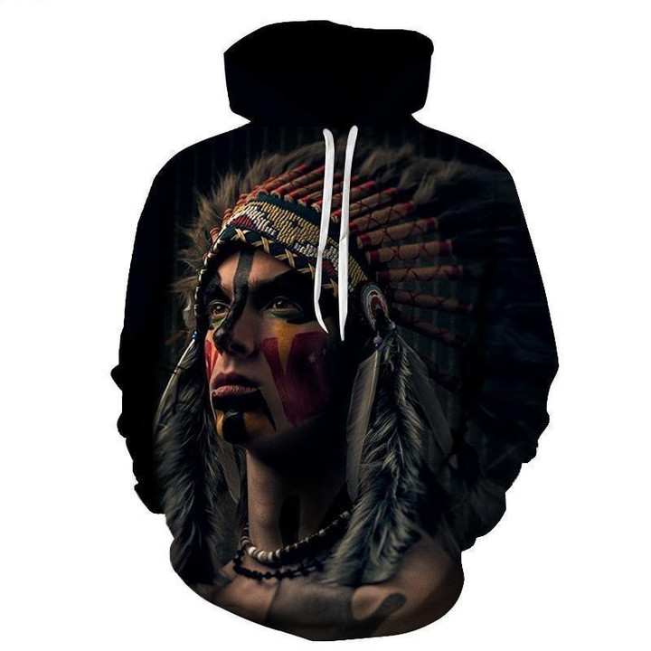Native American Warrior Black Hoodie