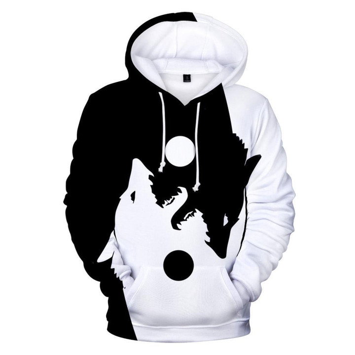 Black and White Wolves Native American Hoodie