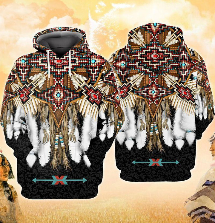 Native American Pattern Black 3D Hoodie