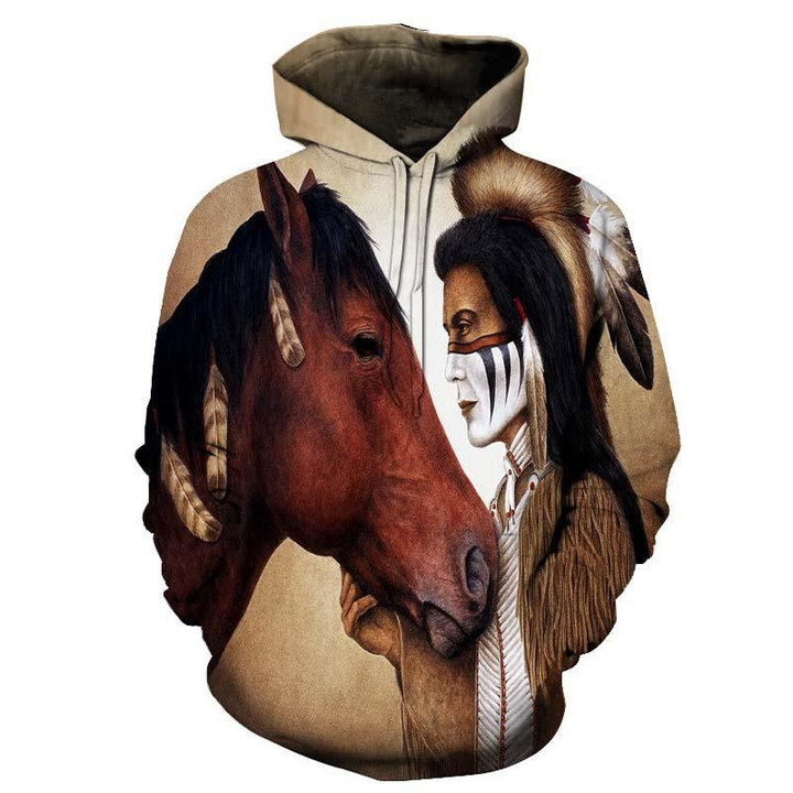 Chief and Horse Native American Hoodie