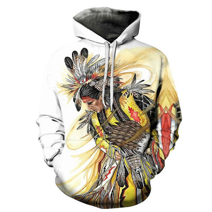 Pow Wow Dancer Native American Design 3D Hoodie