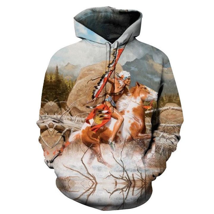 The Chief Riding Horse Native American Hoodie 01
