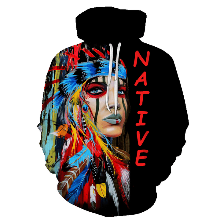 Native American Girl Color Hoodie