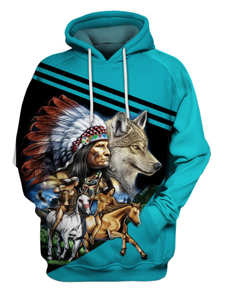 HD00036 Chief and Wolf Native Hoodie