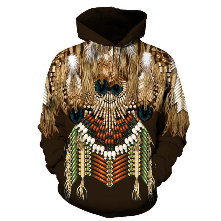 Brown Native American Pattern Hoodie