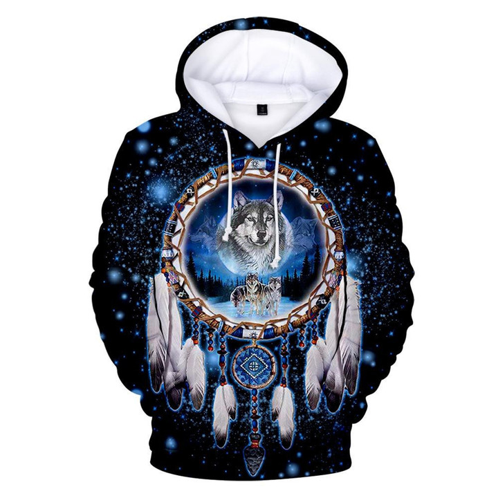 Galaxy Wolf Dreamcatcher Native American Hoodie