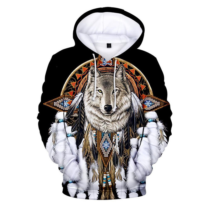 Wolf Feather Dreamcatcher Native American Hoodie