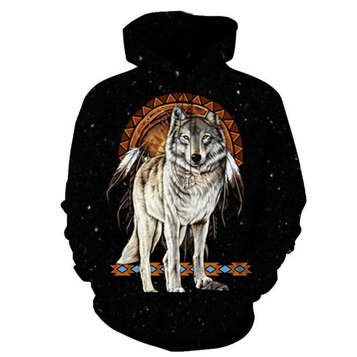 Wolf Dreamcatcher Native American Hoodie 02
