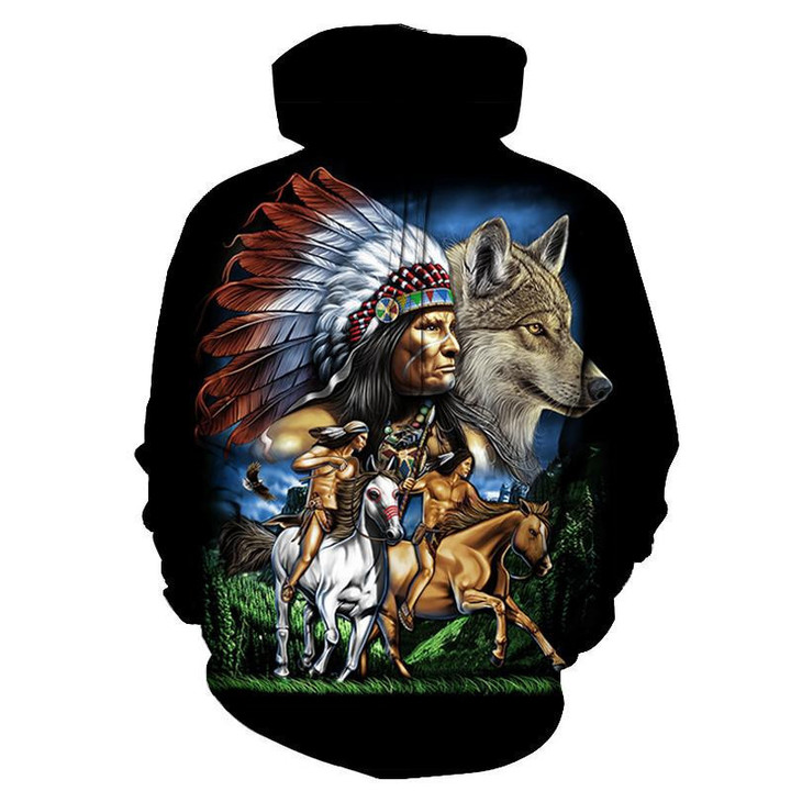 Chief Wolf Warriors Native American Hoodie