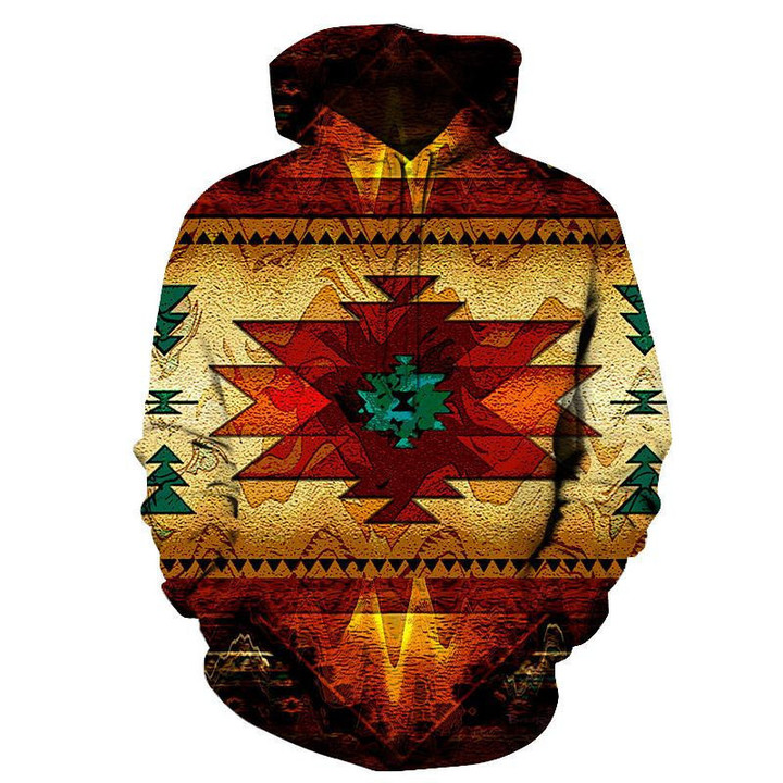 Southwest Symbol Brown Native American Pattern Hoodie