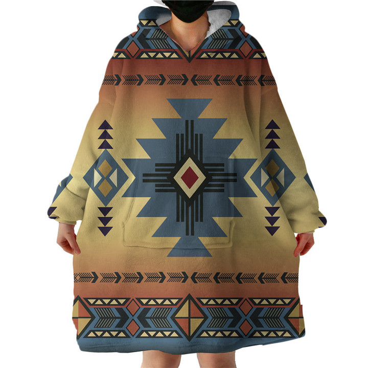 Southwest Blue Symbol Sherpa Hoodie Blankets
