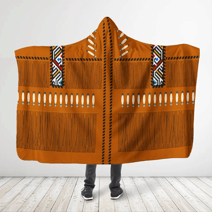 Native American Style 3D All Over Printed Caramel Orange Hooded Blanket