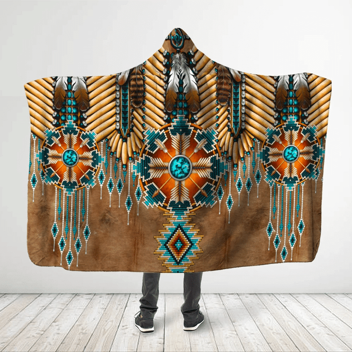 Native American Style 3D All Over Printed Mutilple Symbols - Peru Colored Hooded Blanket