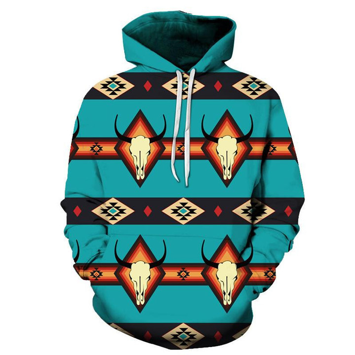 Bison Tribes Pattern Native American All Over Hoodie
